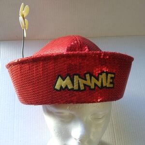 Minnie Mouse red sequin hat with a flower - Disney